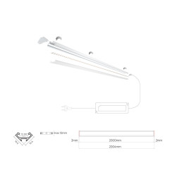 LED profilio komplektas, 2m, kampinis, baltas, su baltu dangteliu, laikikliais ir aklėmis