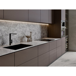 LED profilio komplektas, 2m, kampinis, juodas, su baltu dangteliu, laikikliais ir aklėmis