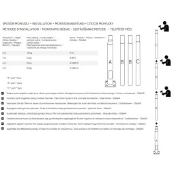 Apšvietimo stulpo komplektas, surenkamas, 4m, juodas