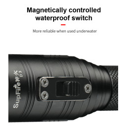 Nardymo žibintuvėlis, 10W CREE XML2, 770lm, IPX8, su 18650 įkraunama baterija ir krovikliu