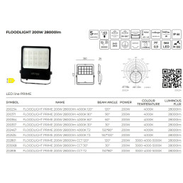 Lauko šviestuvas PRIME CCT, 230Vac, 200W, 28 000lm, 140lm/ W, 3000K 4000K 5000K, IP66, 120°