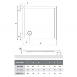 Akrilinis dušo padėklas Flat Kvadro 800x800