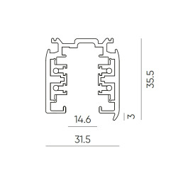 3 fazių bėgelis LUMICANTO 1m baltas 
