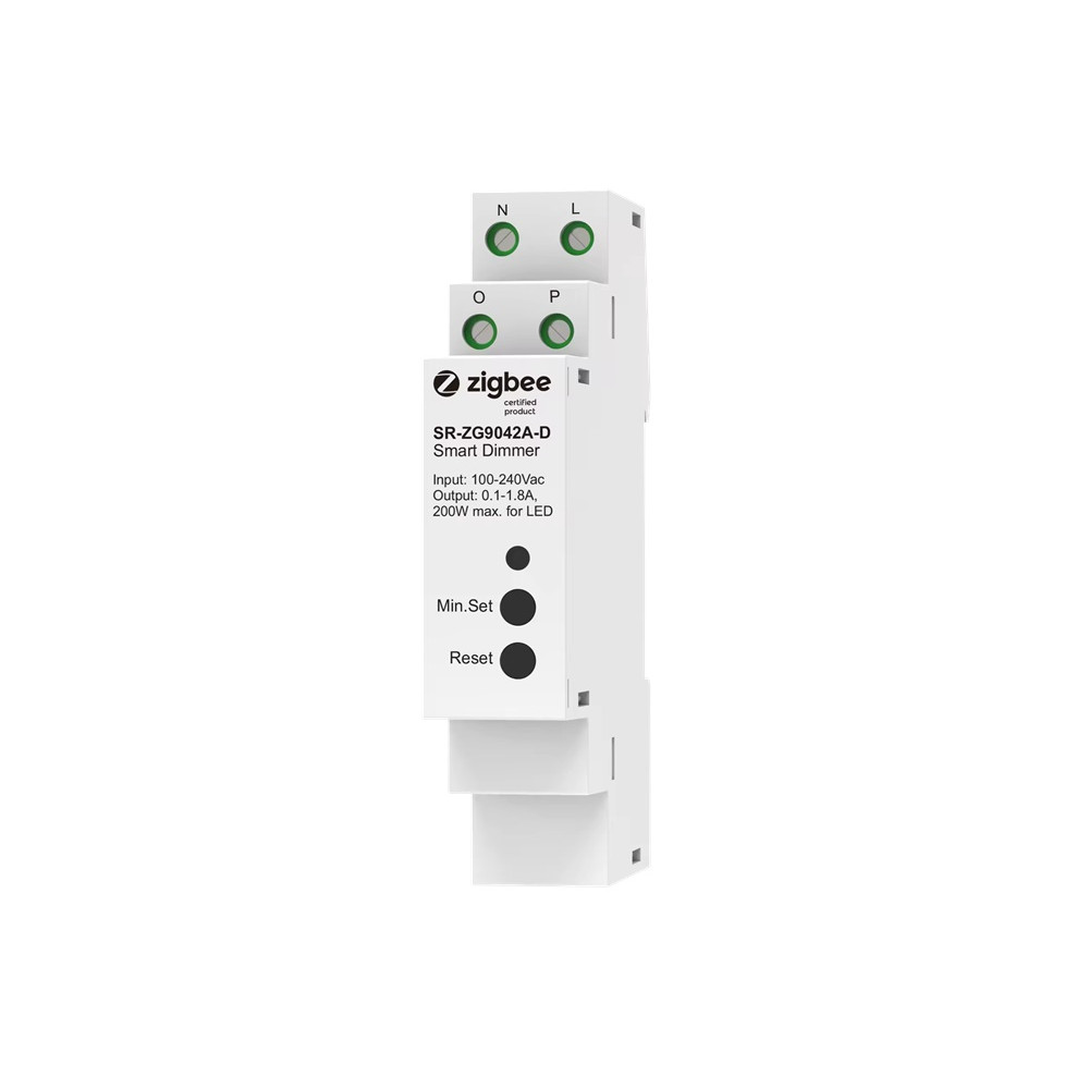 Apšvietimo valdiklis DIN, ZigBee 3.0 MQTT, 100-240Vac 200W TRIAC PUSH-DIM