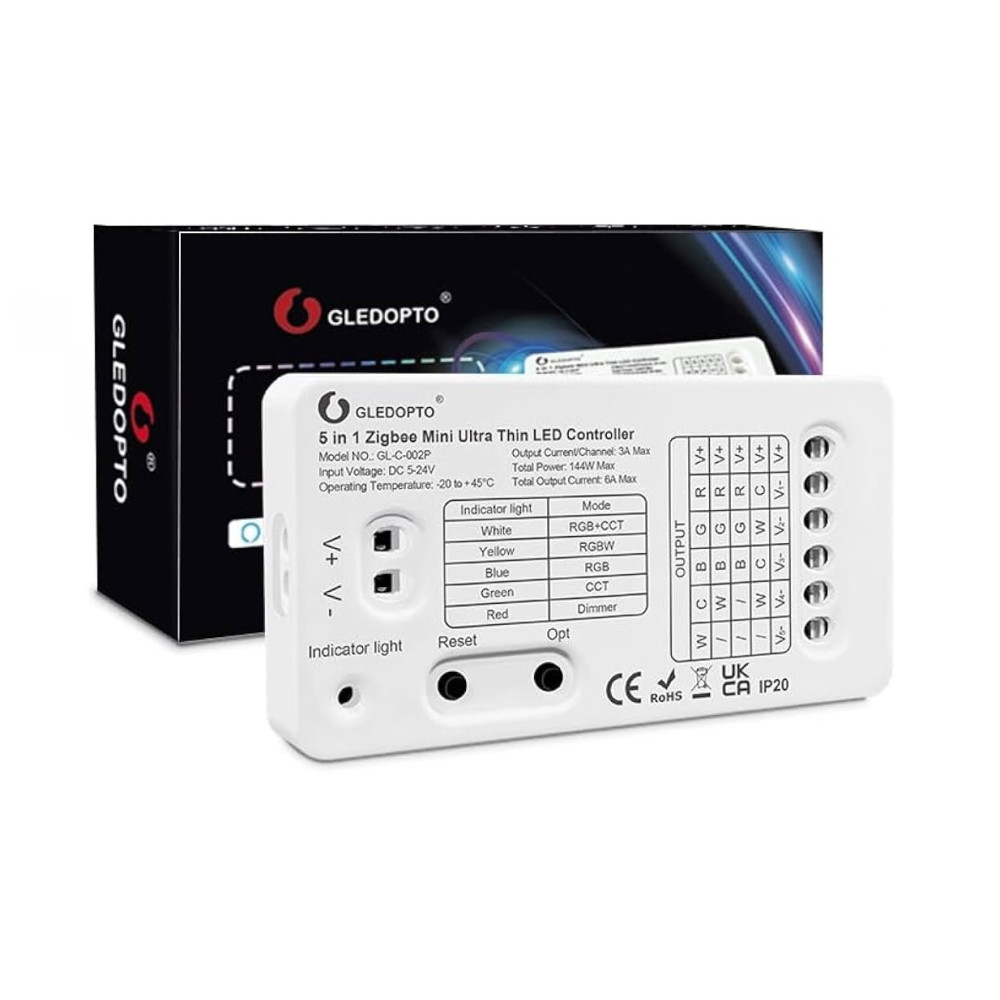 LED valdiklis SLIM, ZigBee +RF, 5-24V 6A/ CH , RGB, RGBW, RGB+CCT, CCT, DIM