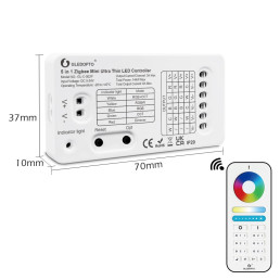 LED valdiklis SLIM, ZigBee +RF, 5-24V 6A/ CH , RGB, RGBW, RGB+CCT, CCT, DIM