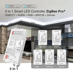 LED valdiklis ZigBee PRO+ RF, 12-24Vdc, 15A/ CH, 20A MAX, RGB, RGBW, RGB+CCT, CCT, DIM, PUSH-DIM