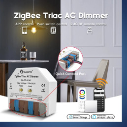 Šviesos valdiklis TRIAC, MINI, ZigBee + RF, 230Vac, 200W, PUSH-DIM, MQTT