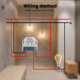 Išmani relė MINI, ZigBee + RF, 230Vac / 12-48Vdc, su jungiklio jungtimi, MQTT