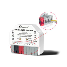 LED valdiklis Wi-Fi + RF MINI, 12-24Vdc, 6A/ CH, 10A MAX, RGB, RGBW, RGB+CCT, CCT, DIM, PUSH-DIM