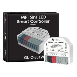 LED valdiklis Wi-Fi + RF MINI, 12-24Vdc, 6A/ CH, 10A MAX, RGB, RGBW, RGB+CCT, CCT, DIM, PUSH-DIM