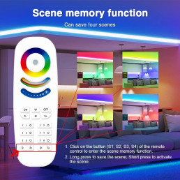 Nuotolinio valdymo pultelis GLEDOPTO RF valdikliams, 8 zonų, RGB + CCT / DIM