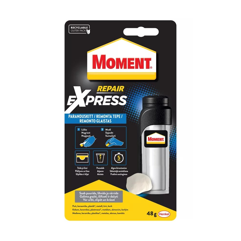 Epoksidiniai klijai plastelininiai Repair Express 48g Moment