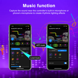 Skaitmeninių LED juostų valdiklis, 5-24Vdc, 15A, 1000pix, Wi-Fi + RF, TUYA / Smart Life