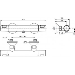 Ideal Standard Ceratherm T25 termostatinis dušo maišytuvas matinė juoda