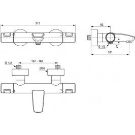 Ideal Standard Ceratherm T25 termostatinis vonios ir dušo maišytuvas matinė juoda