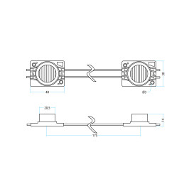 LED modulis 12V, 2W, 195lm, 12/ 56°, 6500K, IP67, šoniniam pašvietimui, LEMLUX