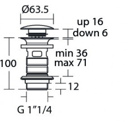 Ideal Standard Click - Clack nuotekų vožtuvas 1 1/4” (32 mm) matinė juoda