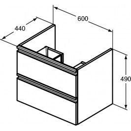 Ideal Standard Tesi pakabinama vonios spintelė 60 cm (600 x 440 x 490) du stalčiai soft close uždarymas matinė juoda