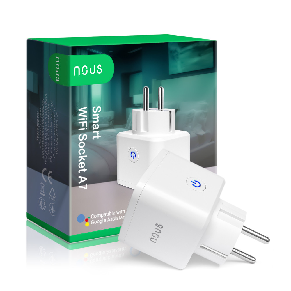 Išmanioji Wi-Fi rozetė A7, 3680W, su energijos matavimo funkcija, TUYA / Smart Life, NOUS