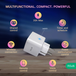 Išmanioji Wi-Fi rozetė A7, 3680W, su energijos matavimo funkcija, TUYA / Smart Life, NOUS