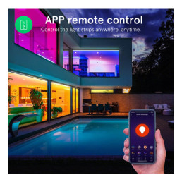 LED juostos komplektas su Wi-Fi valdikliu ir maitinimo šaltiniu, RGB, 10m, 36W, TUYA / Smart Life, NOUS