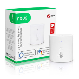 Išmanusis temperatūros ir drėgmės jutiklis E5, ZigBee, TUYA / Smart Life, NOUS