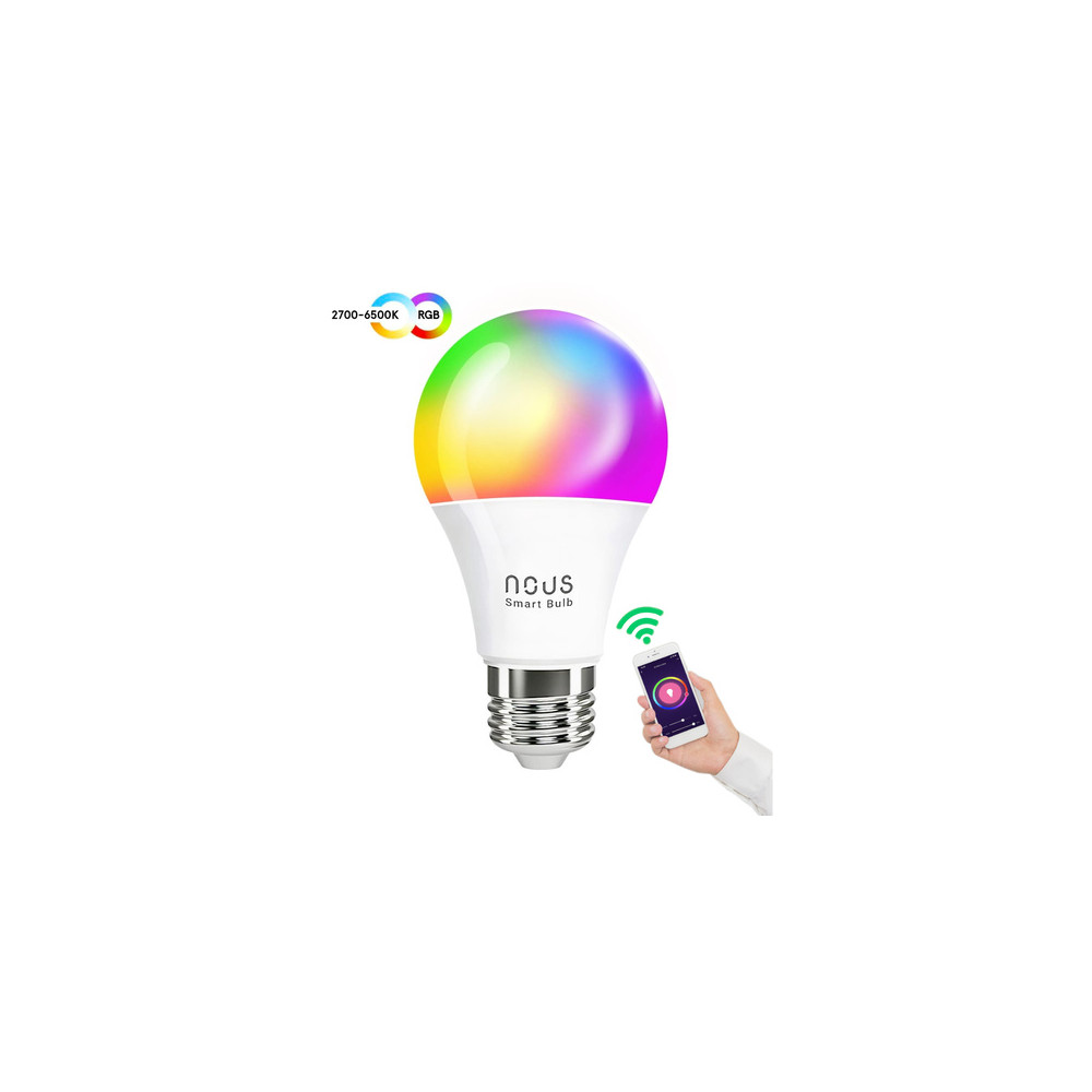 Lemputė LED E27, 230V, 9W, 810lm, 2700K - 6500K, RGB, išmanioji Wi-Fi, valdoma programėle, TUYA / Smart Life, P3, NOUS