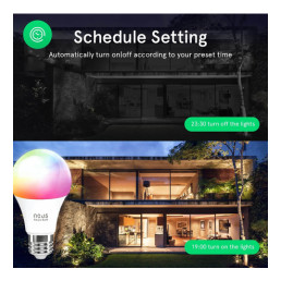 Lemputė LED E27, 230V, 9W, 810lm, 2700K - 6500K, RGB, išmanioji Wi-Fi, valdoma programėle, TUYA / Smart Life, P3, NOUS
