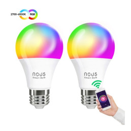 Lemputė LED E27, 230V, 9W, 810lm, 2700K - 6500K, RGB, išmanioji Wi-Fi, valdoma programėle, TUYA / Smart Life, P3 (2vnt. ...