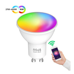 Lemputė LED GU10, 230V, 4,5W, 350lm, 2700K - 6500K, RGB, išmanioji Wi-Fi, valdoma programėle, TUYA / Smart Life, P8, NOU...