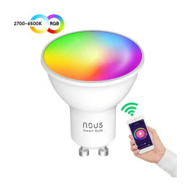Lemputė LED GU10, 230V, 4,5W, 350lm, 2700K - 6500K, RGB, išmanioji Wi-Fi, valdoma programėle, TUYA / Smart Life, P8, NOU...