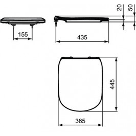 Ideal Standard TESI sėdynė su plonu Soft close dangčiu (THIN) lengvai nuimama matinė juoda