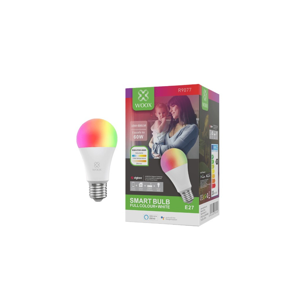 Lemputė LED E27, 230V, 10W, 806lm, 2700K - 6500K, CCT, RGB, išmanioji Zigbee 2 MQTT, TUYA