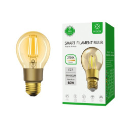 Lemputė LED filament E27, 230V, 6W, 650lm, 2700K, išmanioji Wi-Fi, valdoma programėle, TUYA, WOOX