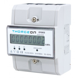Elektros energijos matuoklis, 3 fazių, DIN, 100A, THORGEON