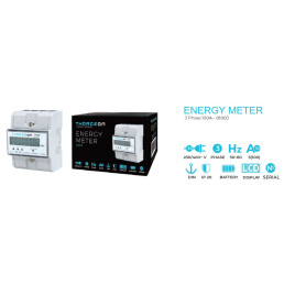 Elektros energijos matuoklis, 3 fazių, DIN, 100A, THORGEON