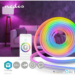 LED juostos komplektas NEON FLEX Wi-Fi, su pulteliu ir maitinimo šaltiniu 24V, 32W, 5m, 192lm/ m, RGB IC skaitmeninė IP6...