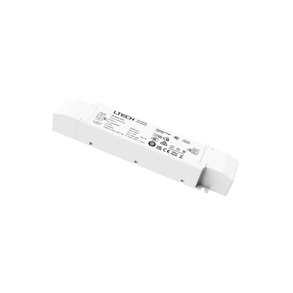 36W LED maitinimo šaltinis 12V, 3A, TRIAC, ELV, PUSH-DIM, PWM tipo išėjimas, LTECH
