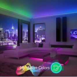 LED juostos komplektas su Bluetooth valdikliu ir maitinimo šaltiniu, RGB, 5m, 24W, TUYA / Smart Life, NOUS