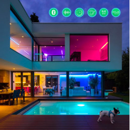 LED juostos komplektas su Bluetooth valdikliu ir maitinimo šaltiniu, RGB, 5m, 24W, TUYA / Smart Life, NOUS