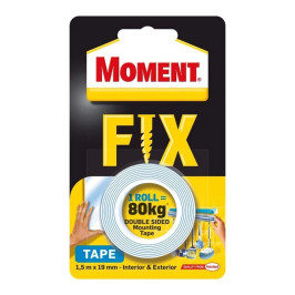 Dvipusė lipni juosta 19mmx1.5m Moment Super Fix 80kg MOMENT
