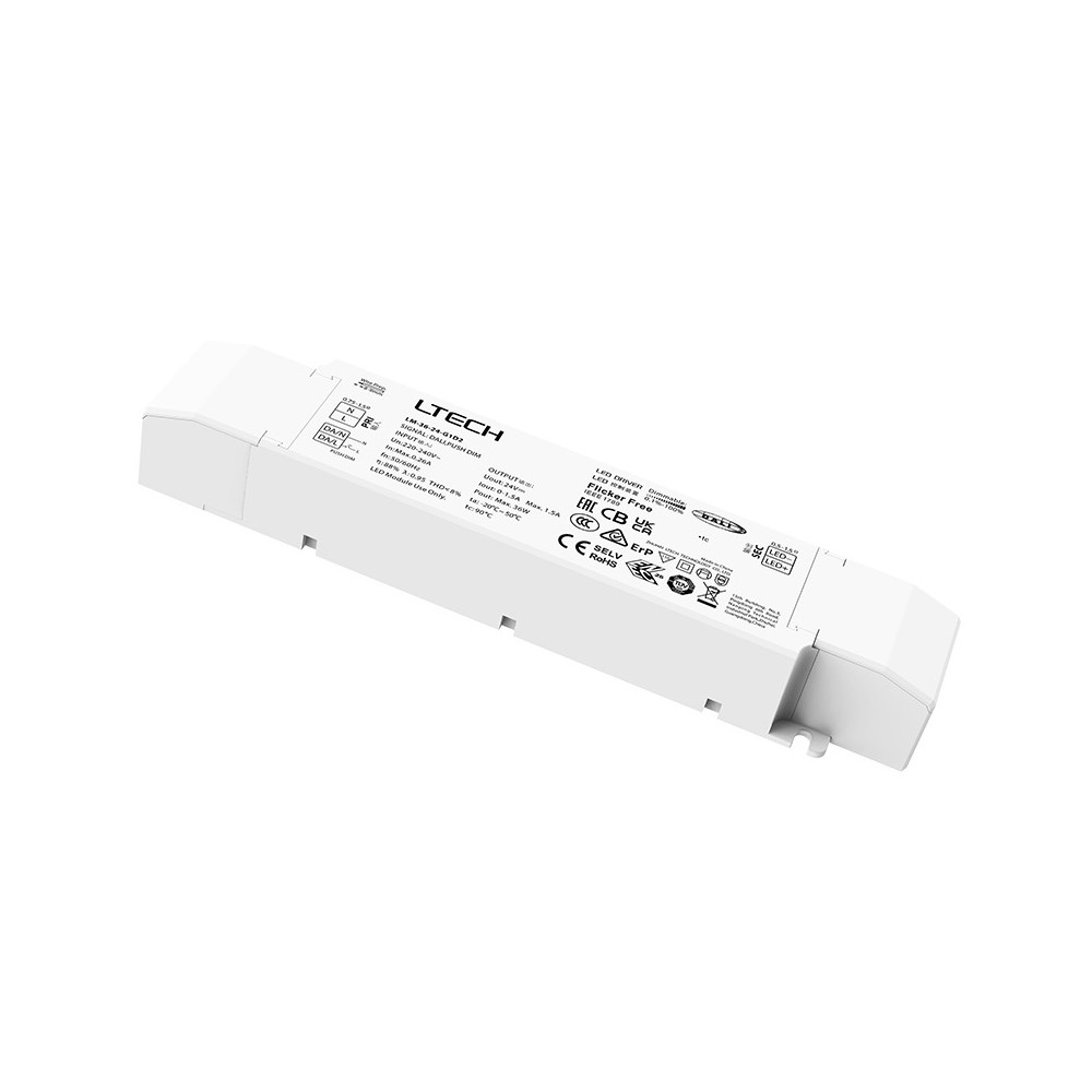 36W 24VDC DALI-2 valdomas LED maitinimo šaltinis, Push dim