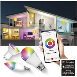 Lemputė LED GU10, 230V, 4,8W, 400lm, 2700K - 6500K, RGB, išmanioji Wi-Fi, valdoma programėle, TUYA / Smart Life, EMOS