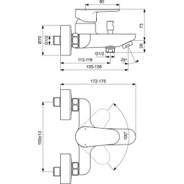 Ideal Standard Cerafine O vonios/dušo maišytuvas juodas matinis