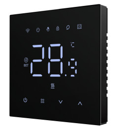 Išmanus, sieninis termostatas elektriniam šildymui ir katilui 16A, 230V, Wi-Fi, juodas, TUYA / Smart Life