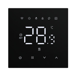 Išmanus, sieninis termostatas elektriniam šildymui ir katilui 16A, 230V, Wi-Fi, juodas, TUYA / Smart Life
