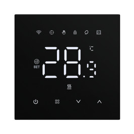 Išmanus, sieninis termostatas elektriniam šildymui ir katilui 16A, 230V, Wi-Fi, juodas, TUYA / Smart Life