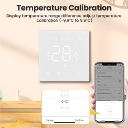 Išmanus, sieninis termostatas elektriniam šildymui ir katilui 16A, 230V, Wi-Fi, juodas, TUYA / Smart Life