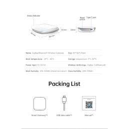 TUYA sistemos ZigBee - Bluetooth - Wifi stotelė, BRIDGE, USB C, tamsisi mėlyna